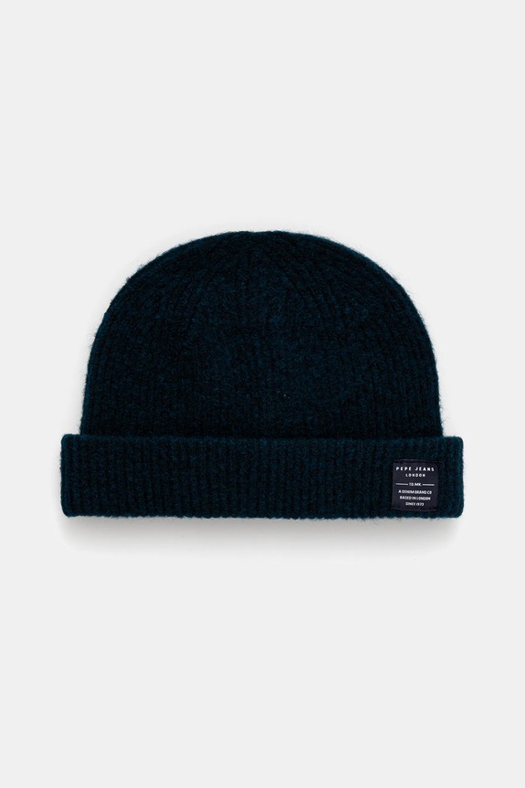 Σκουφί από μείγμα μαλλιού Pepe Jeans με μείγμα μαλλιού σκούρο μπλε PM0400012