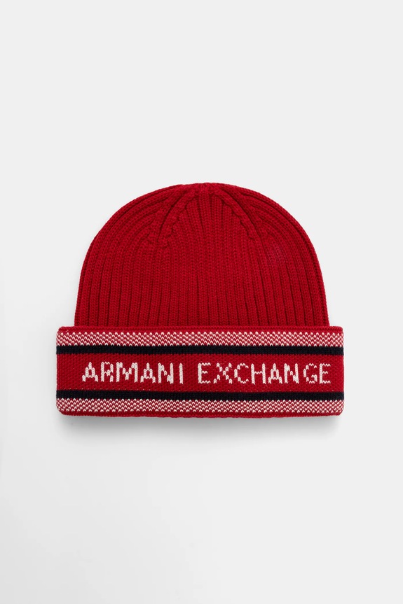 Armani Exchange czapka z dodatkiem wełny drobny wzór czerwony XM001551.AF13776