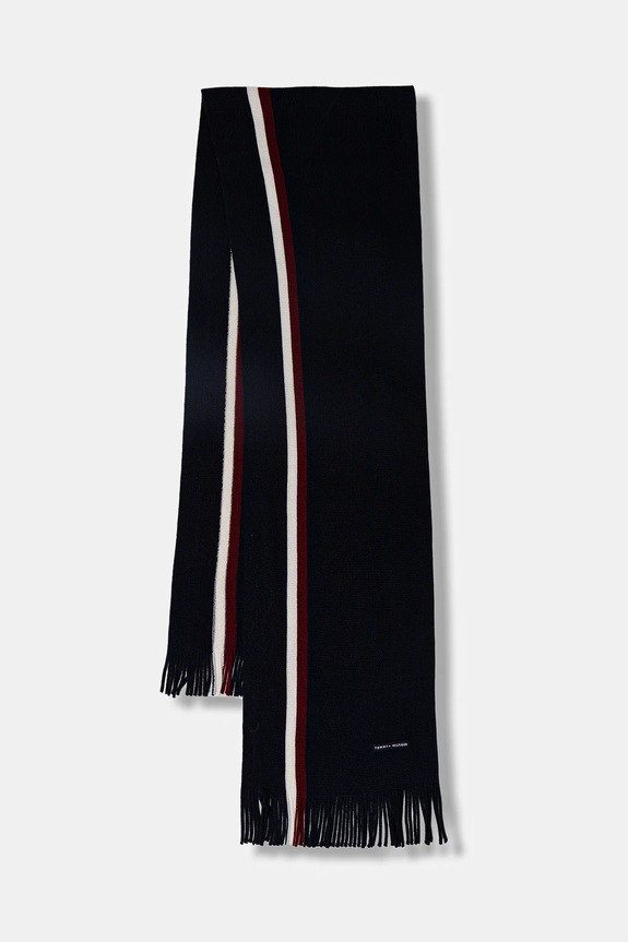 Akcesoria Tommy Hilfiger czapka i szalik z dodatkiem wełny AM0AM13809 granatowy