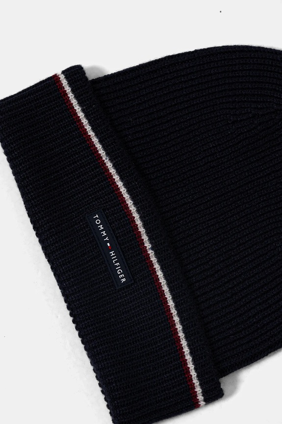 Tommy Hilfiger czapka i szalik z dodatkiem wełny AM0AM13809 granatowy