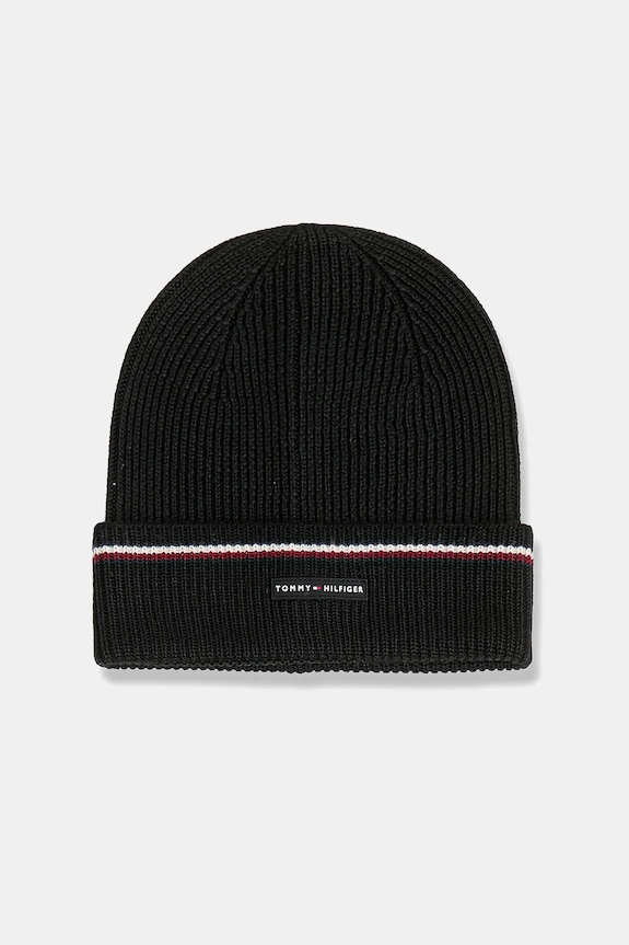 Tommy Hilfiger pălărie și eșarfă din lână AM0AM13809 negru NC25