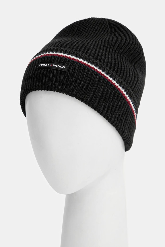 Accesorii Tommy Hilfiger pălărie și eșarfă din lână AM0AM13809 negru