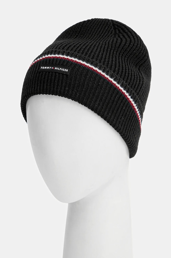 Accesorii Tommy Hilfiger pălărie și eșarfă din lână AM0AM13809 negru
