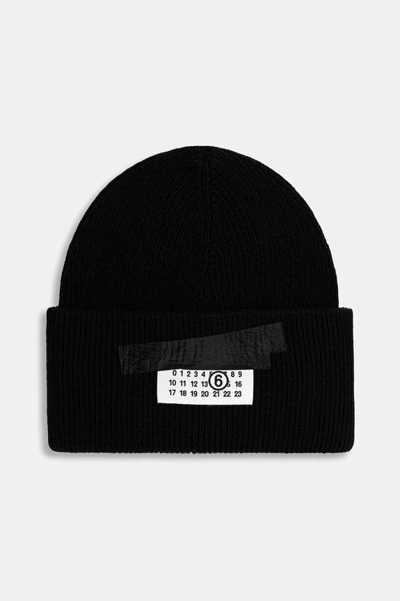 Vunena kapa MM6 Maison Margiela natpis crna SH2TB0003.M13168.900S