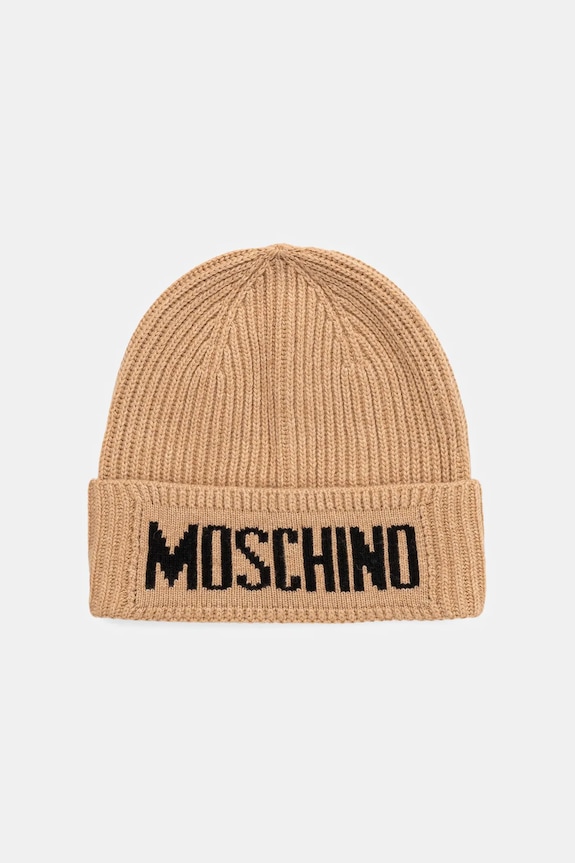 Vlnená čiapka Moschino hrubá hnedá M5875.60808