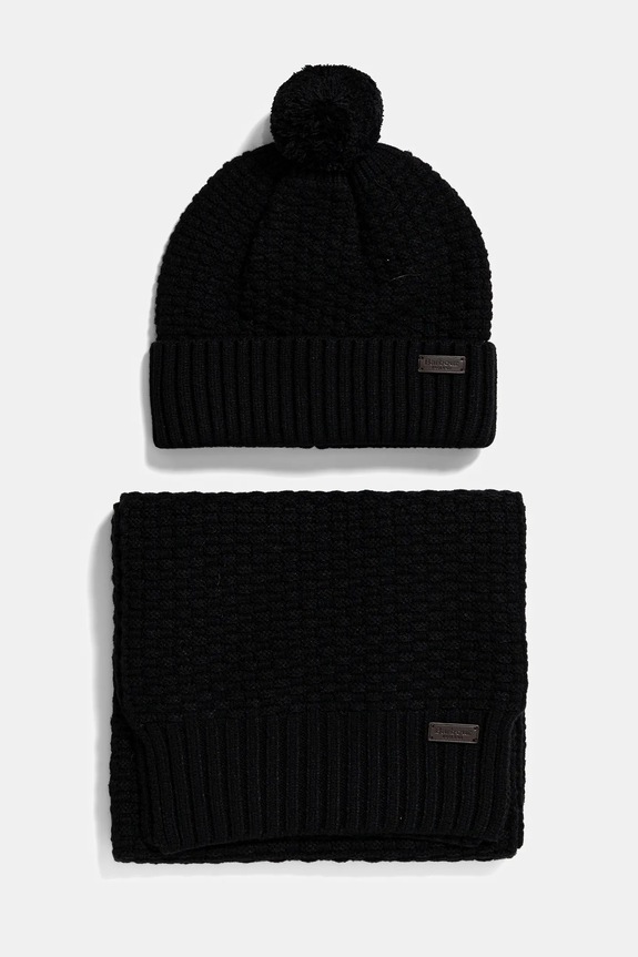 Σκούφος και κασκόλ Barbour άλλο μαύρο MGS0097