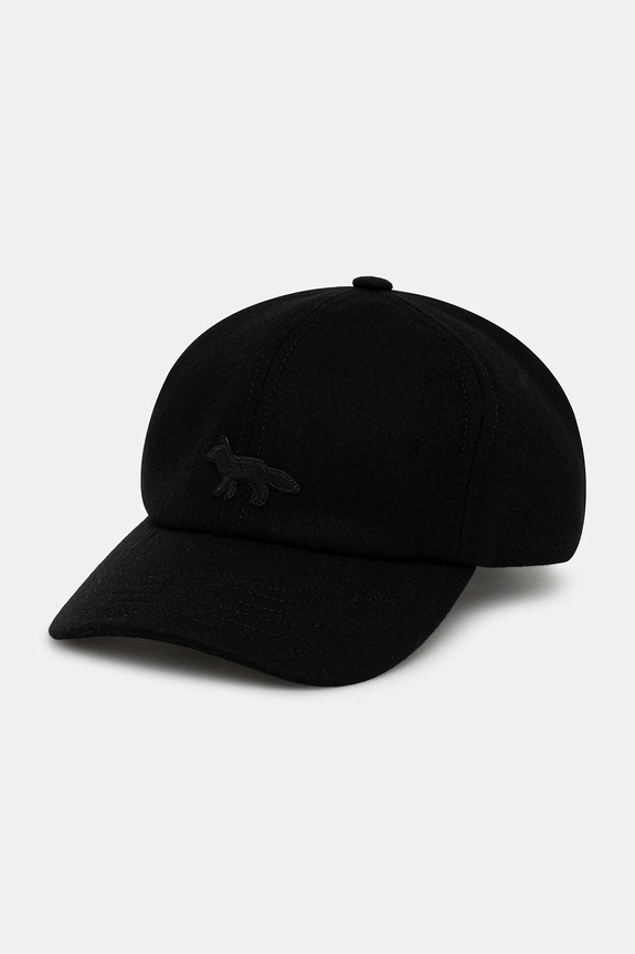 Maison Kitsuné șapcă de baseball din amestec de lână Profile Fox Wool Planet friendly negru PW06111WM2023