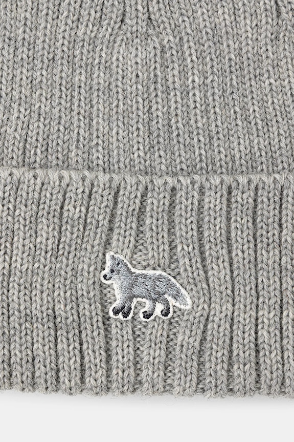Accesorii Maison Kitsuné căciulă de lână Baby Fox Beanie PW06102KT1022 gri