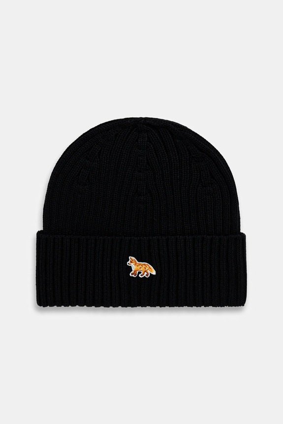 Maison Kitsuné căciulă din bumbac Baby Fox Beanie bumbac negru PW06103KT1140