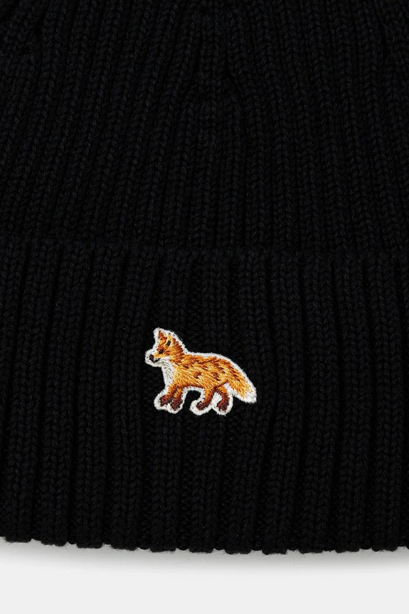Accesorii Maison Kitsuné căciulă din bumbac Baby Fox Beanie PW06103KT1140 negru