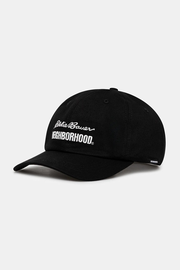 Pamučna kapa NEIGHBORHOOD X EDDIE BAUER DAD natpis crna 252ZMEBN.HT03
