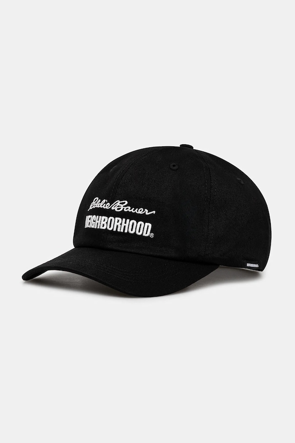 Pamučna kapa NEIGHBORHOOD X EDDIE BAUER DAD natpis crna 252ZMEBN.HT03