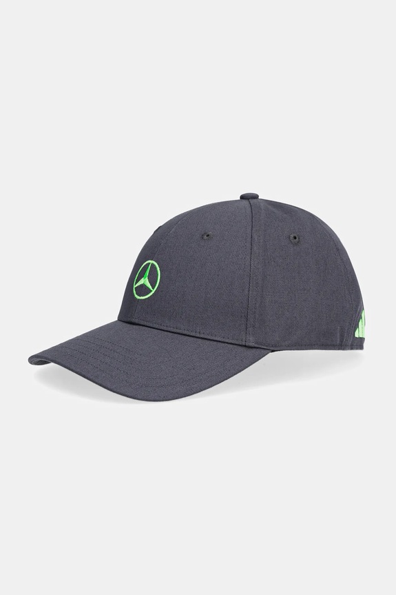Pamučna kapa sa šiltom adidas x Mercedes natpis siva JZ2548