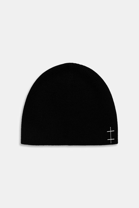 Heliot Emil czapka wełniana aplikacja czarny AW25.16.107.BLK01.CO