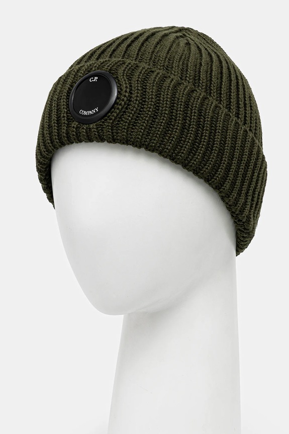 C.P. Company czapka wełniana RFCMAC739A005509A zielony AW25
