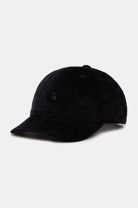 Carhartt WIP corduroy baseball cap Harlem Cap plain black I026890.00EXX