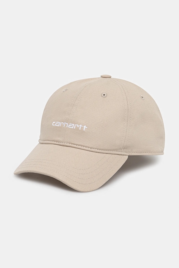 Памучна шапка с козирка Carhartt WIP Canvas Script Cap щампа бежов I028876.2W1XX