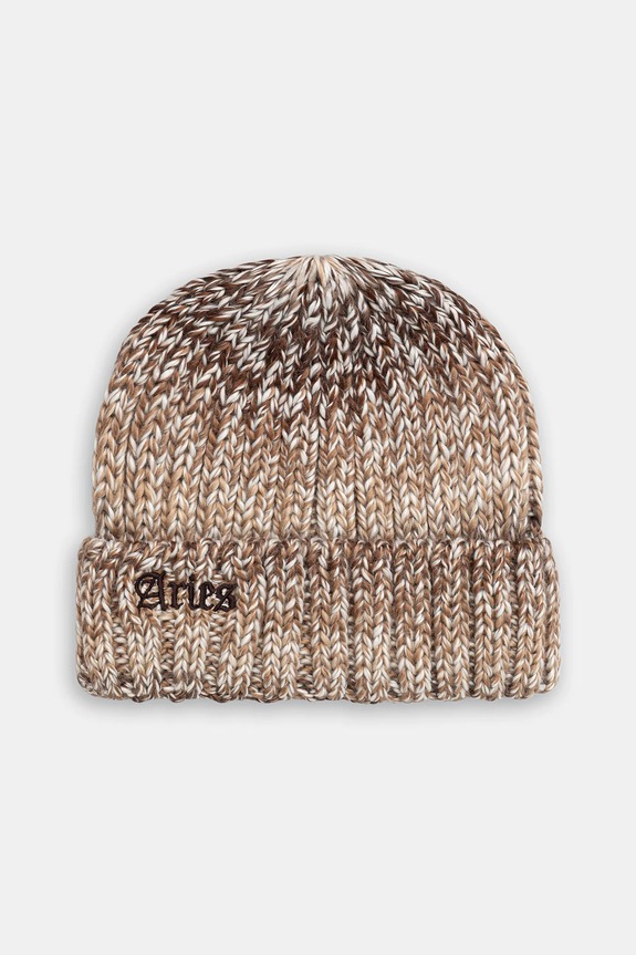 Čepice s příměsí vlny Aries Rib Knit Space Dye směs hnědá AR9001504