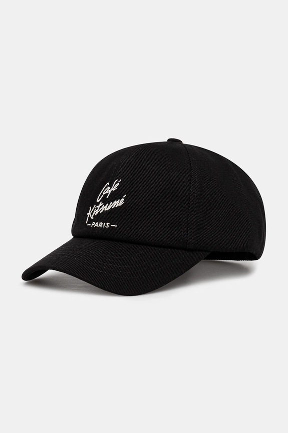Café Kitsuné cotton baseball cap plain black CKNU06102WW0096