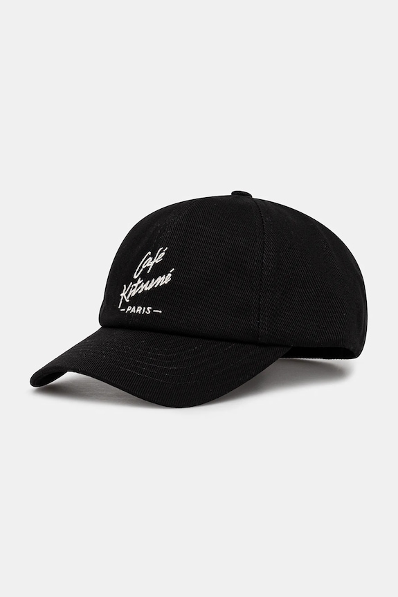 Café Kitsuné cotton baseball cap plain black CKNU06102WW0096
