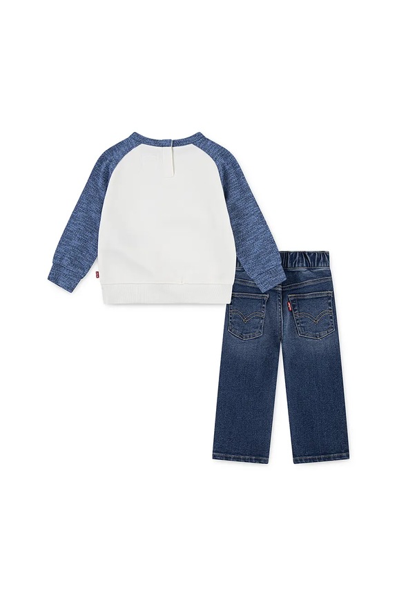 Levi's komplet niemowlęcy SNIT MOTO CREW & DENIM SET 2-pack 6EN740 niebieski AW25