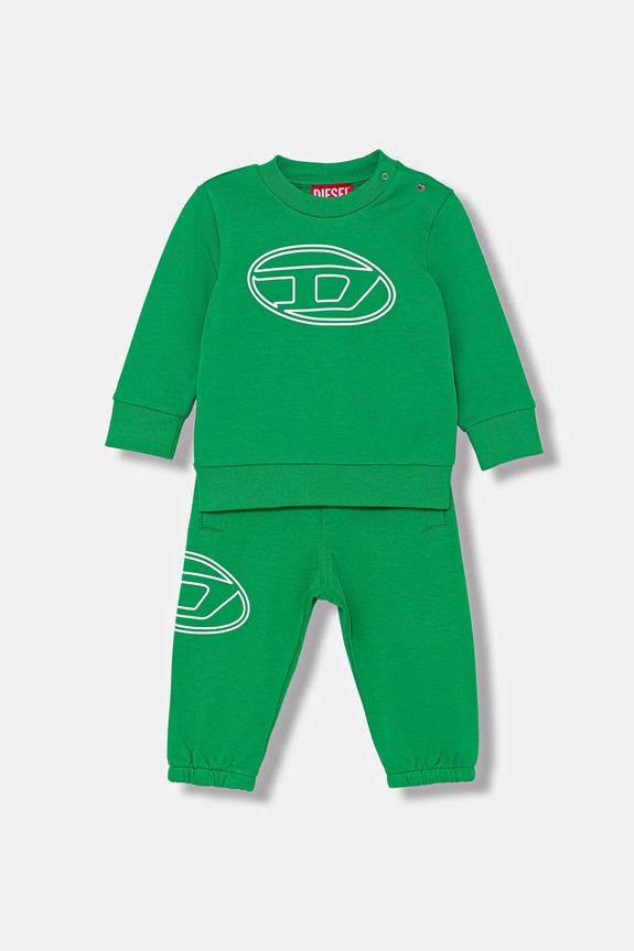Βρεφική βαμβακερή φόρμα Diesel STIMOTYB-SET OVERALLS στάμπα πράσινο K00716