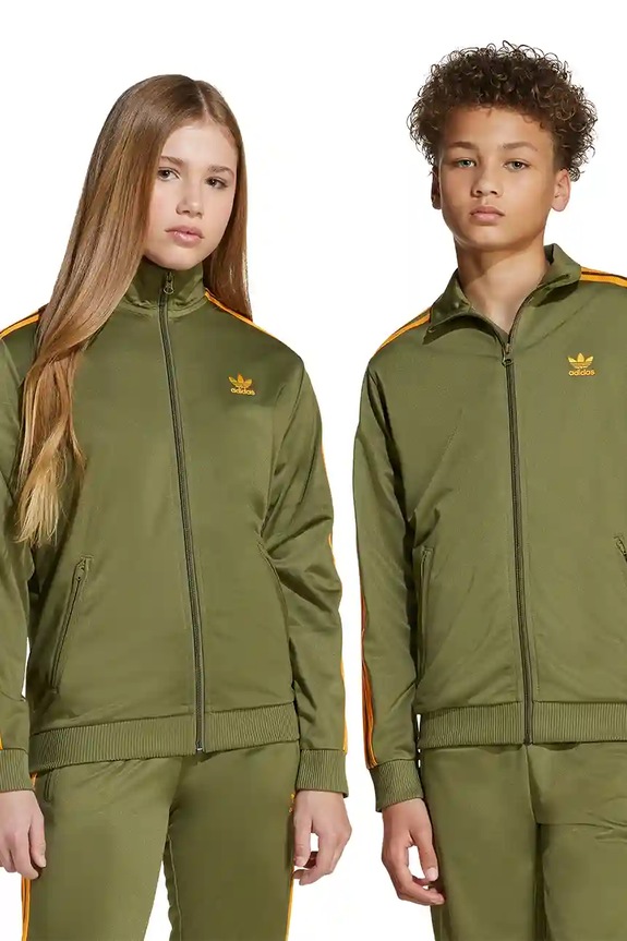 Dječja dukserica adidas Originals bez kapuljače zelena JZ4086