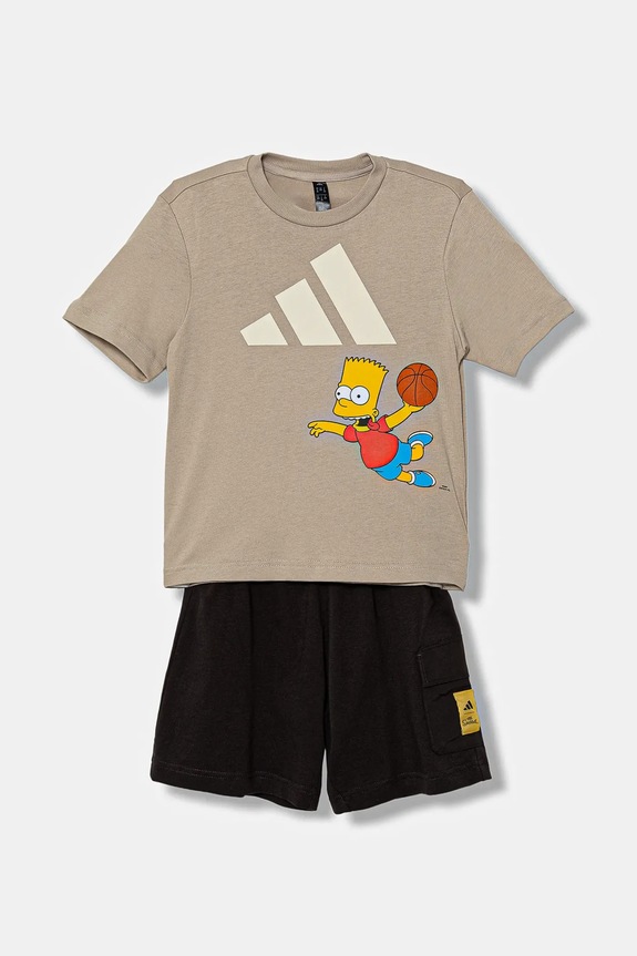 adidas komplet bawełniany dziecięcy JL9196 beżowy AW25
