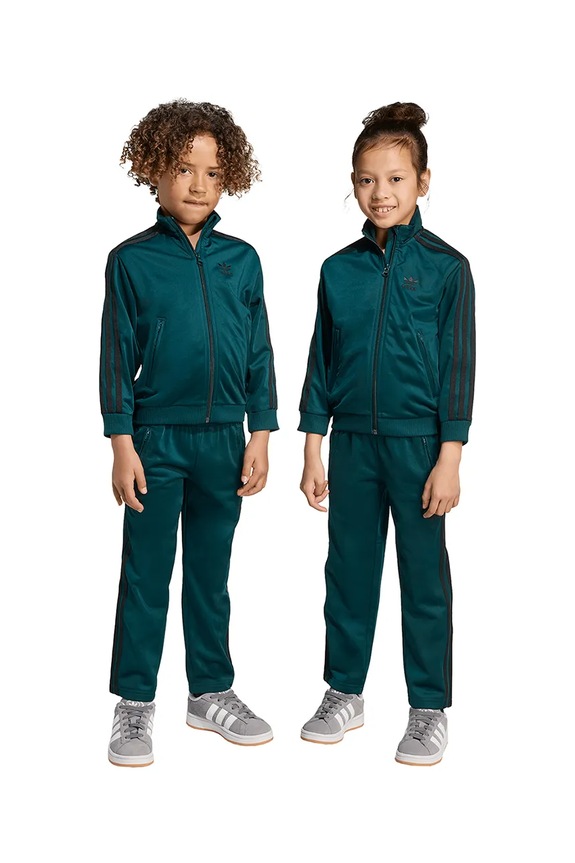 Dječja trenirka adidas Originals natpis zelena JY1149