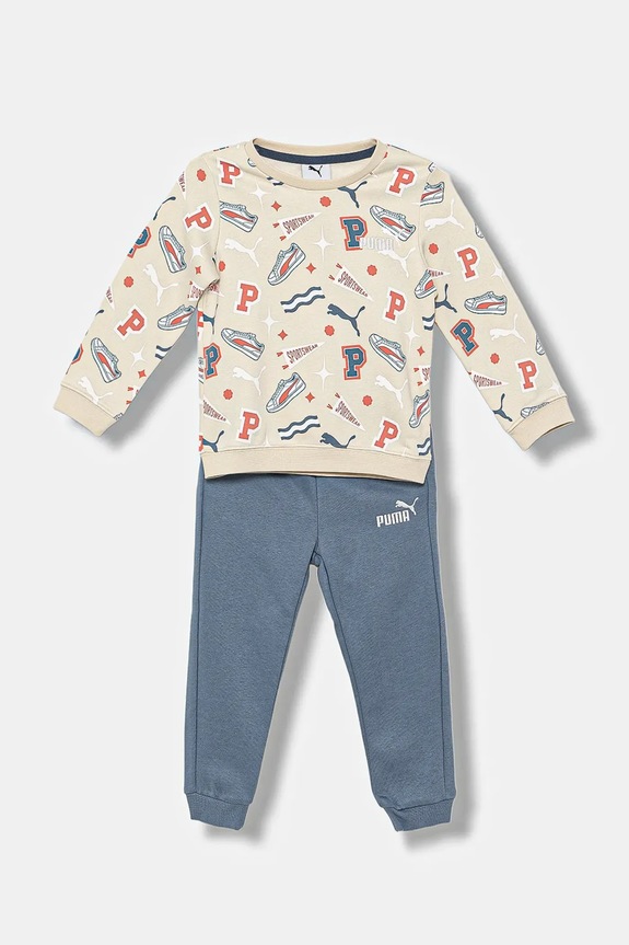 Otroška trenirka Puma MINICATS AOP Crew Set FL INF Našitek bež 689731