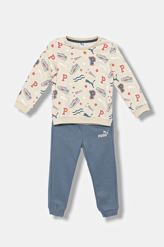 Otroška trenirka Puma MINICATS AOP Crew Set FL INF Našitek bež 689731