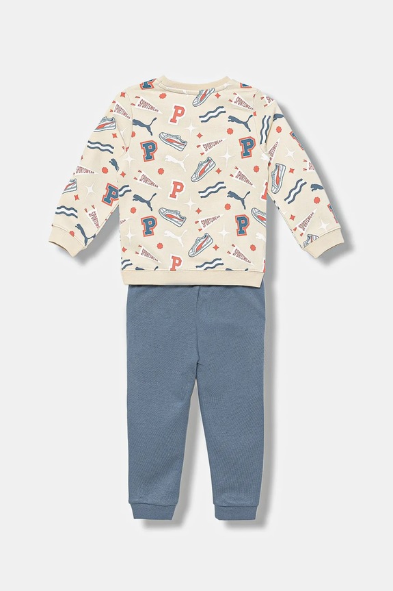 Otroška trenirka Puma MINICATS AOP Crew Set FL INF 689731 bež AW25