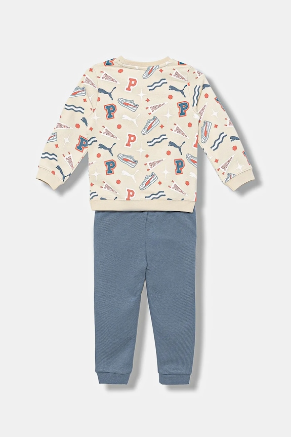 Otroška trenirka Puma MINICATS AOP Crew Set FL INF 689731 bež AW25