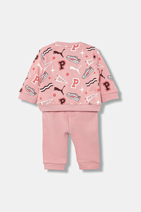 Dječja trenirka Puma MINICATS AOP Crew Set FL INF 689731 roza AW25