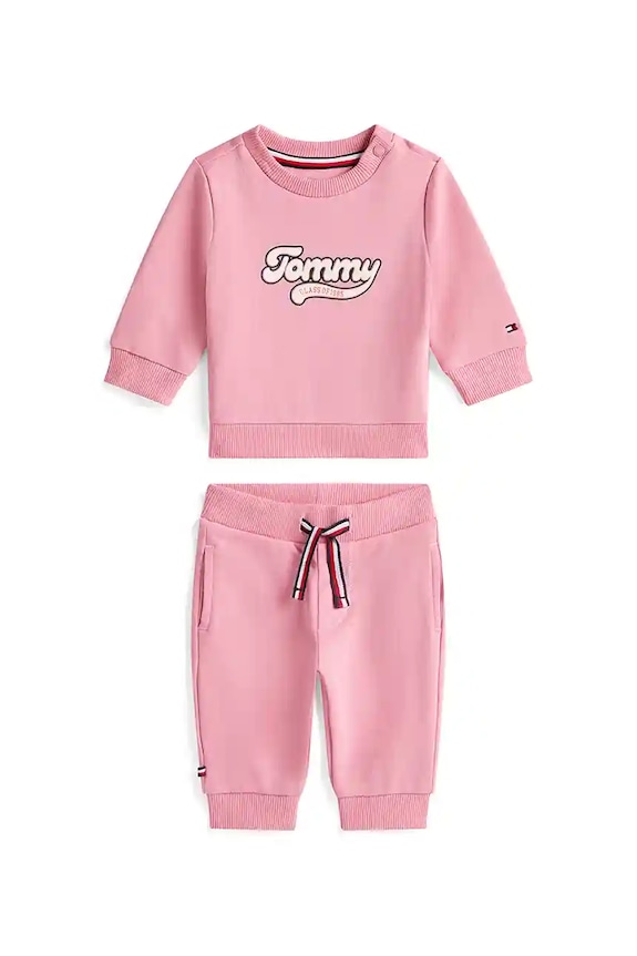 Tepláková súprava pre bábätká Tommy Hilfiger s elastanom ružová KN0KN02109.9BYA