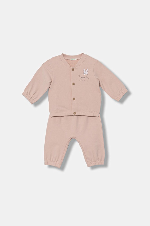 United Colors of Benetton dres niemowlęcy z elastanem różowy 3MDSAK017.W.seasonal