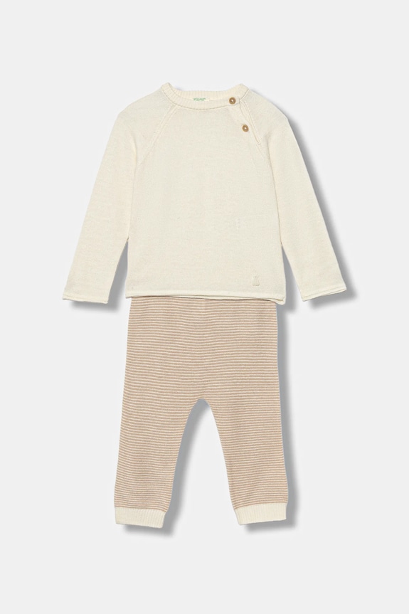 Σετ με προσθήκη μαλλιού για βρέφη United Colors of Benetton 2-pack πλεκτό ύφασμα μπεζ 106WB101G.W.seasonal