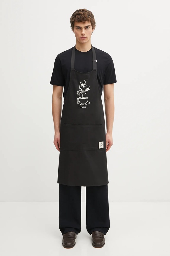 Café Kitsuné fartuch kuchenny bawełniany Coffee Cup Apron czarny CKMU08202WW0111