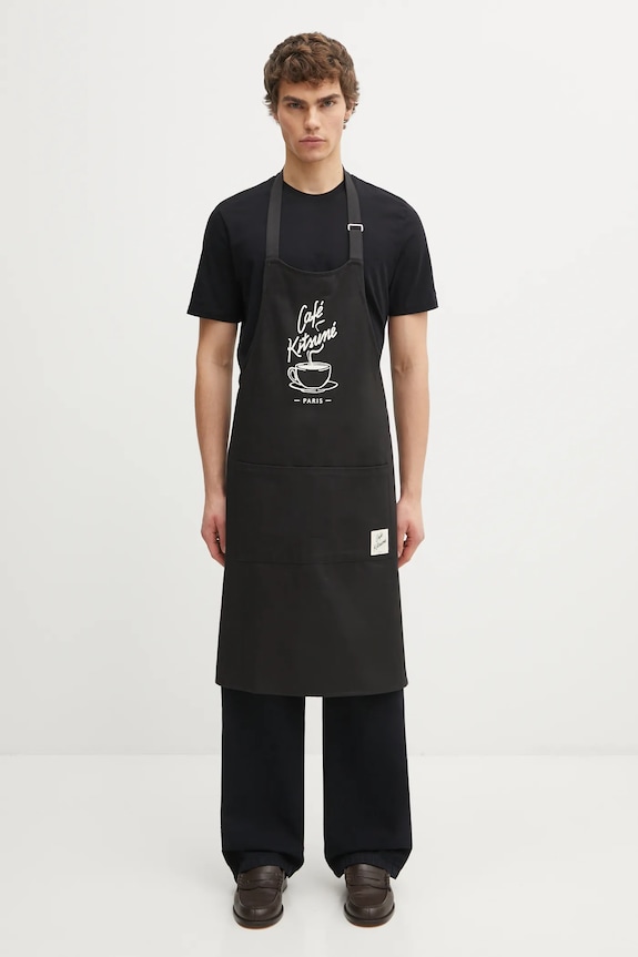 Café Kitsuné fartuch kuchenny bawełniany Coffee Cup Apron czarny CKMU08202WW0111