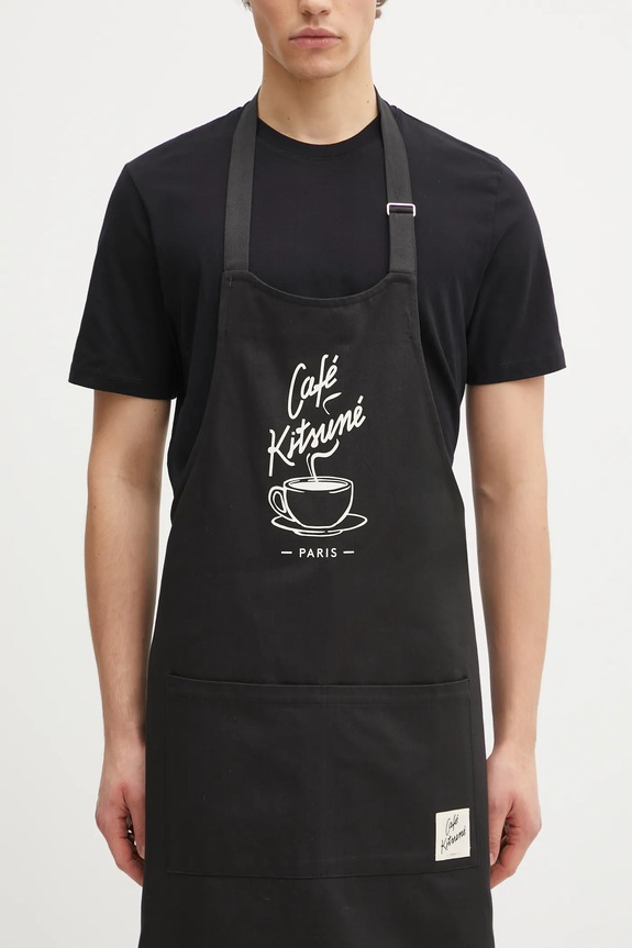 Café Kitsuné fartuch kuchenny bawełniany Coffee Cup Apron czarny CKMU08202WW0111