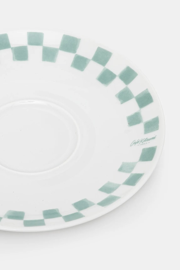 Šalica za kavu s tanjurićem Café Kitsuné Checkerboard Porcelain Cappuccino Cup And Saucer PU08103O0010 bijela AW25