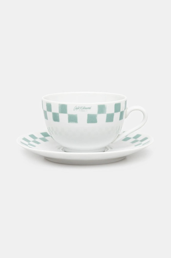 Šalica za kavu s tanjurićem Café Kitsuné Checkerboard Porcelain Cup And Saucer bijela PU08111O0010