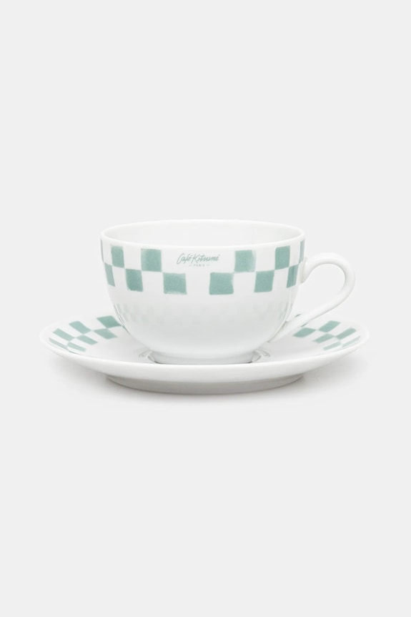 Šalica za kavu s tanjurićem Café Kitsuné Checkerboard Porcelain Cup And Saucer bijela PU08111O0010