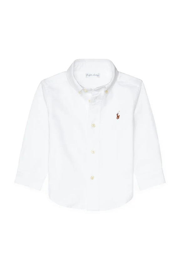 Polo Ralph Lauren camicia di cotone per neonato lunga bianco 320677133001