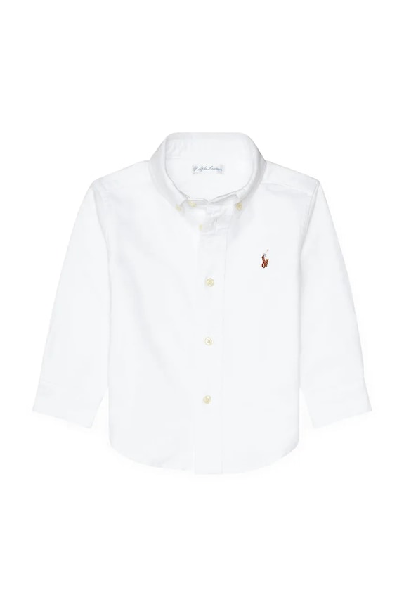 Polo Ralph Lauren camicia di cotone per neonato lunga bianco 320677133001