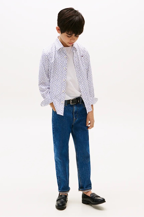 Chłopiec Tommy Hilfiger koszula bawełniana dziecięca KB0KB09681.9BYA biały