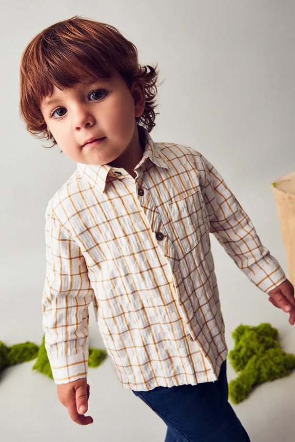 Mayoral camicia per neonati tessuto elasticizzato bianco 2110.3C.Baby.9BYA