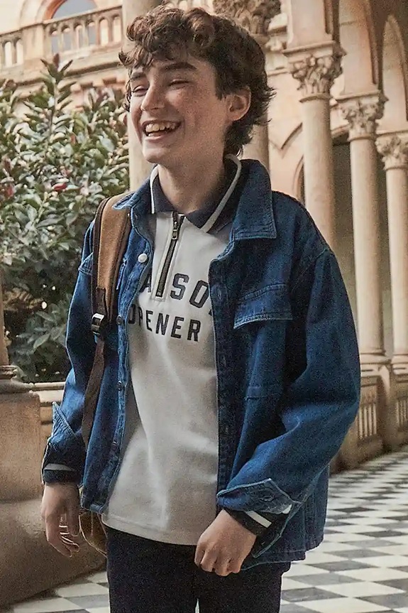Mayoral koszula jeansowa dziecięca bawełna niebieski 7105.7A.Junior.9BYA