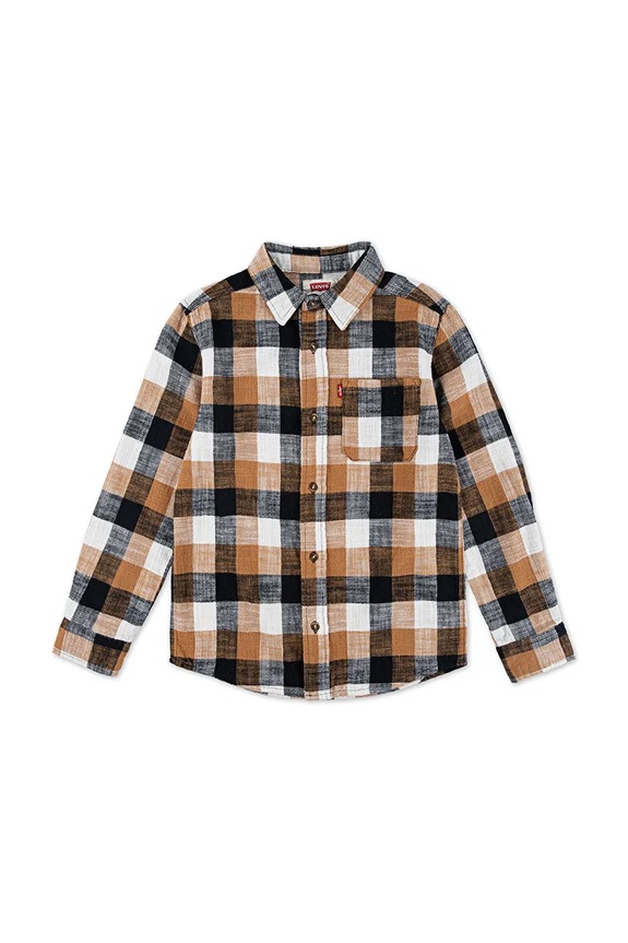 Παιδικό βαμβακερό πουκάμισο Levi's BUFFALO CHECK FLANNEL SHIR casual μπεζ 8EN817