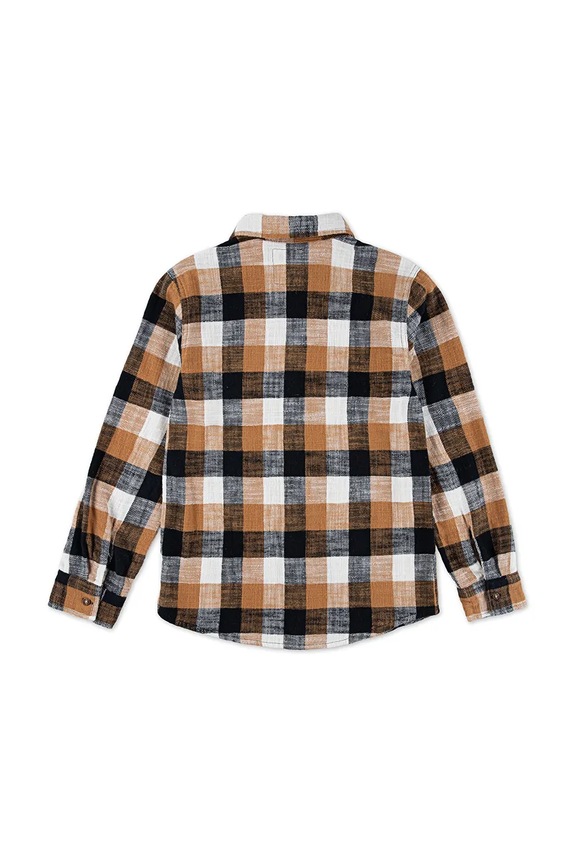 Παιδικό βαμβακερό πουκάμισο Levi's BUFFALO CHECK FLANNEL SHIR 8EN817 μπεζ AW25